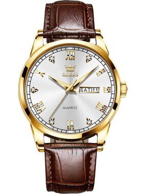 Stylish Men's Casual Leather Watch - Easy Read Analog, Waterproof, Luminous